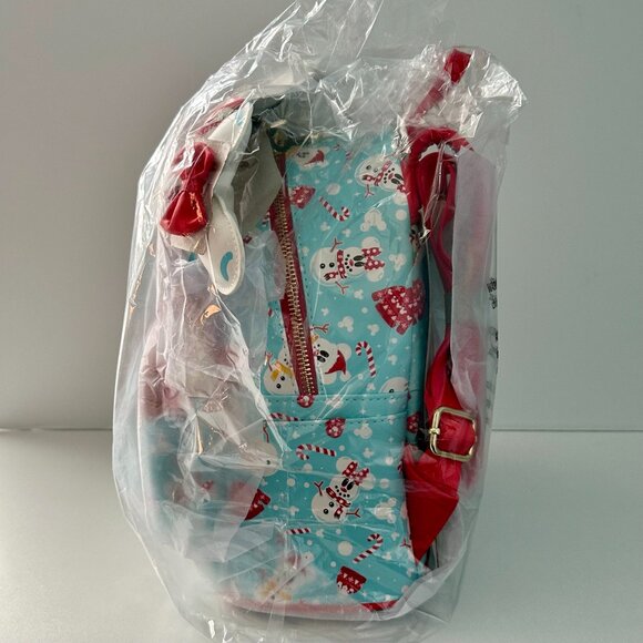 Loungefly Disney Snowman Mickey Minnie Christmas Backpack & Ears Set main image 5